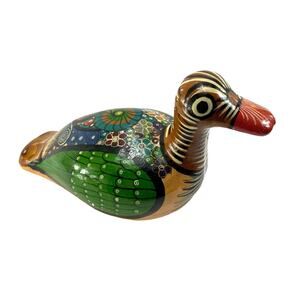 Folk Art Duck Mexican Pottery‎ Hand Painted Decor Wall Redware